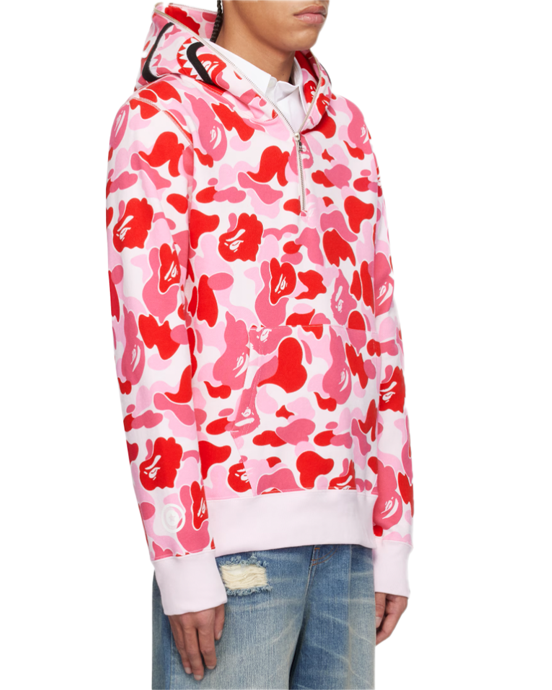BAPE - Pink ABC Camo Shark Half Zip