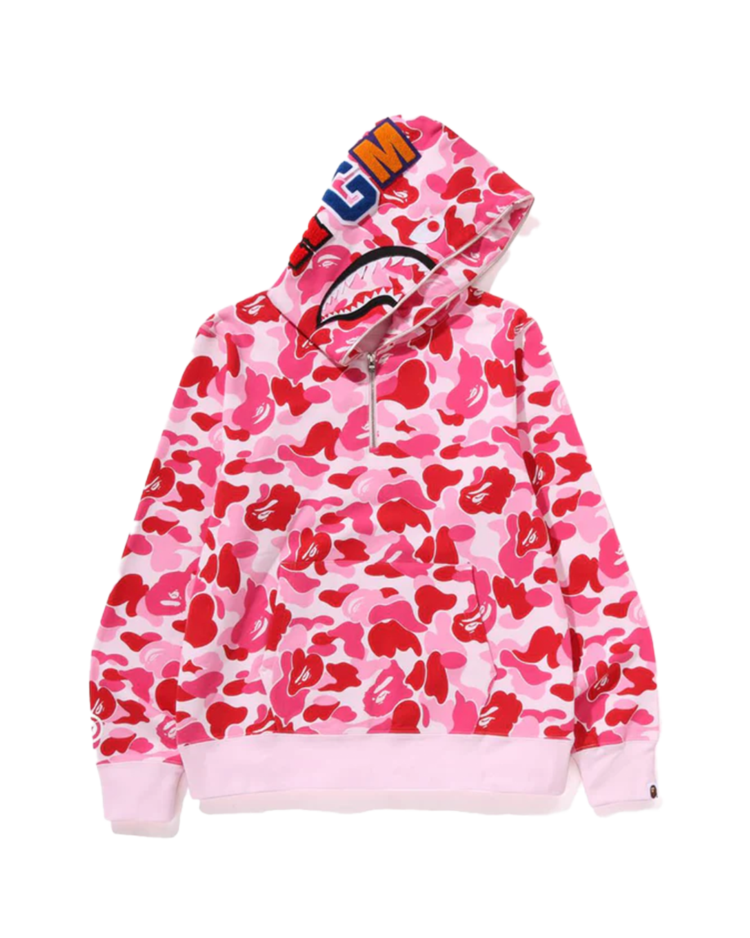 BAPE - Pink ABC Camo Shark Half Zip