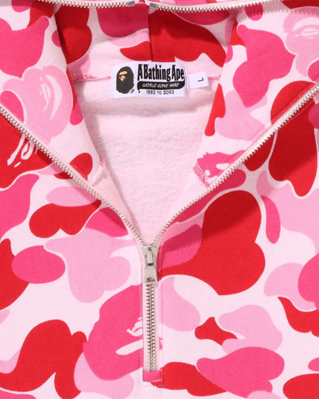 BAPE - Pink ABC Camo Shark Half Zip