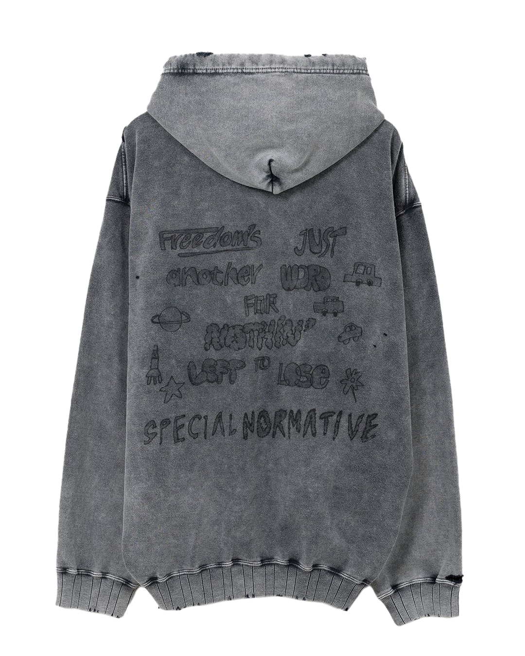 Maison MIHARA - Cat Print Hoodie Black Bleached