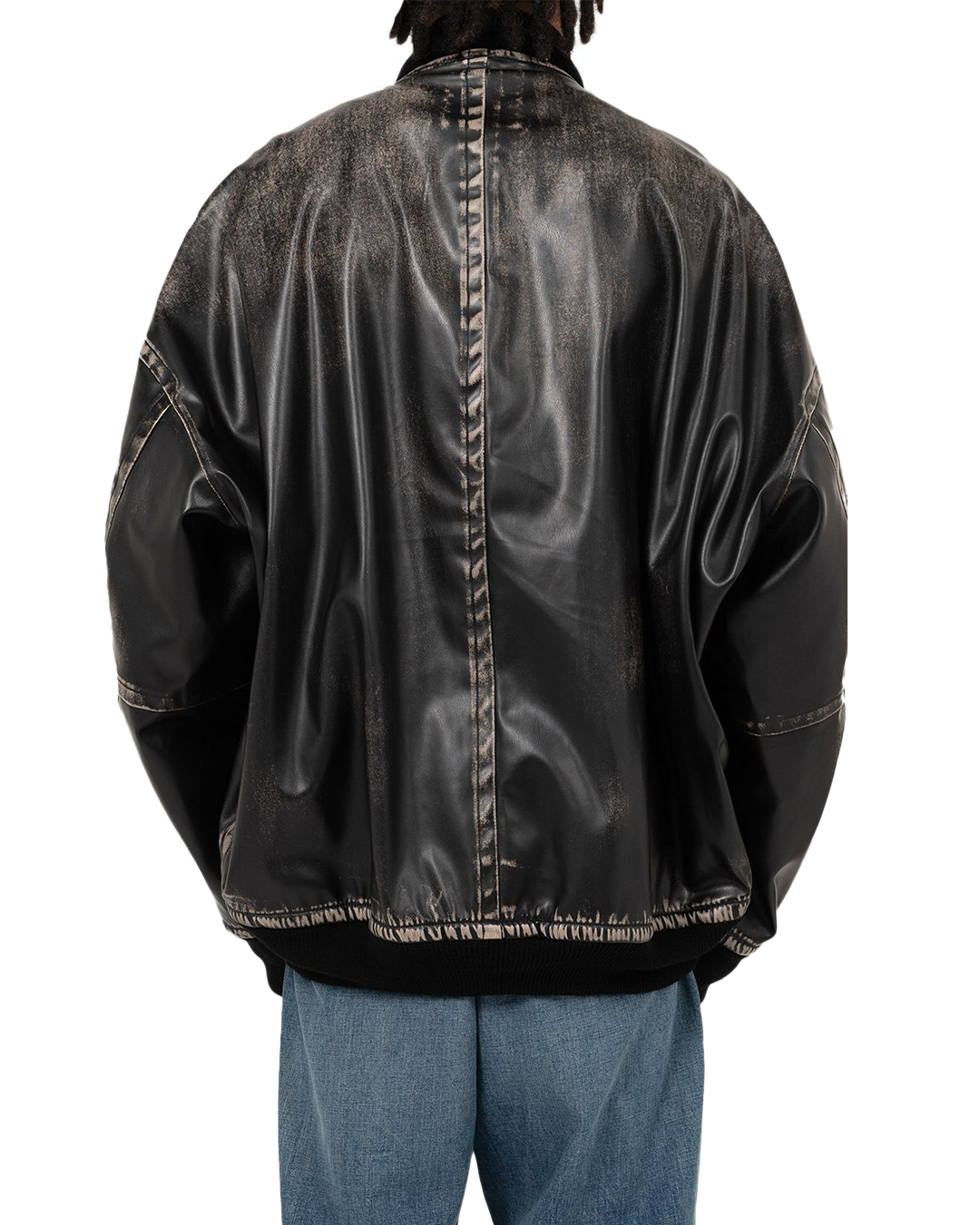 Maison MIHARA - Amateur Sewn Like Big Zip Faux-Leather Jacket