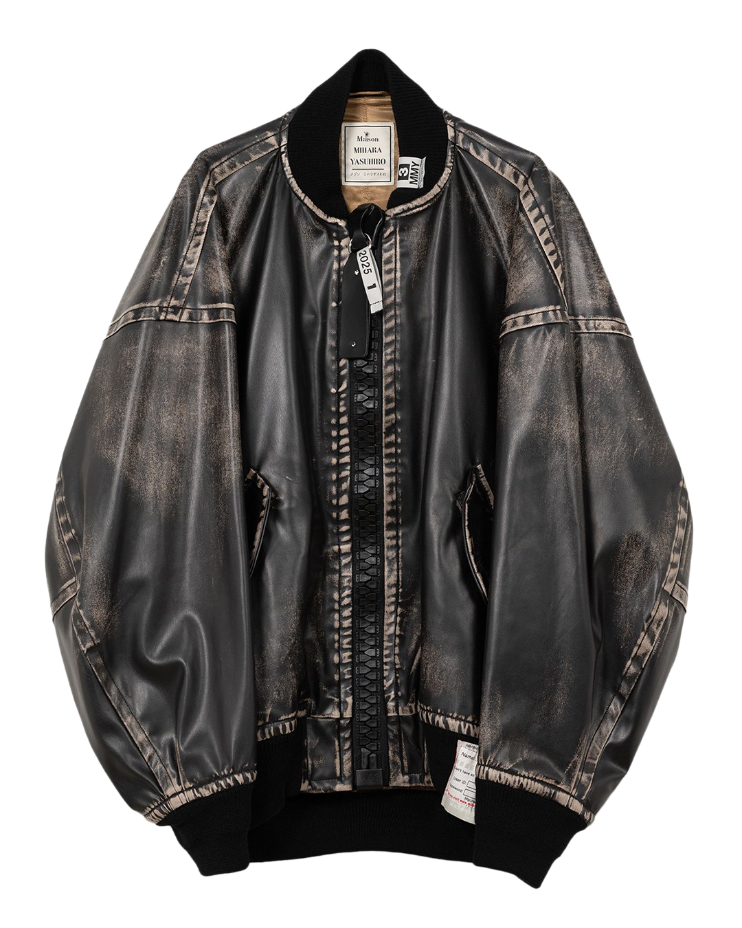 Maison MIHARA - Amateur Sewn Like Big Zip Faux-Leather Jacket