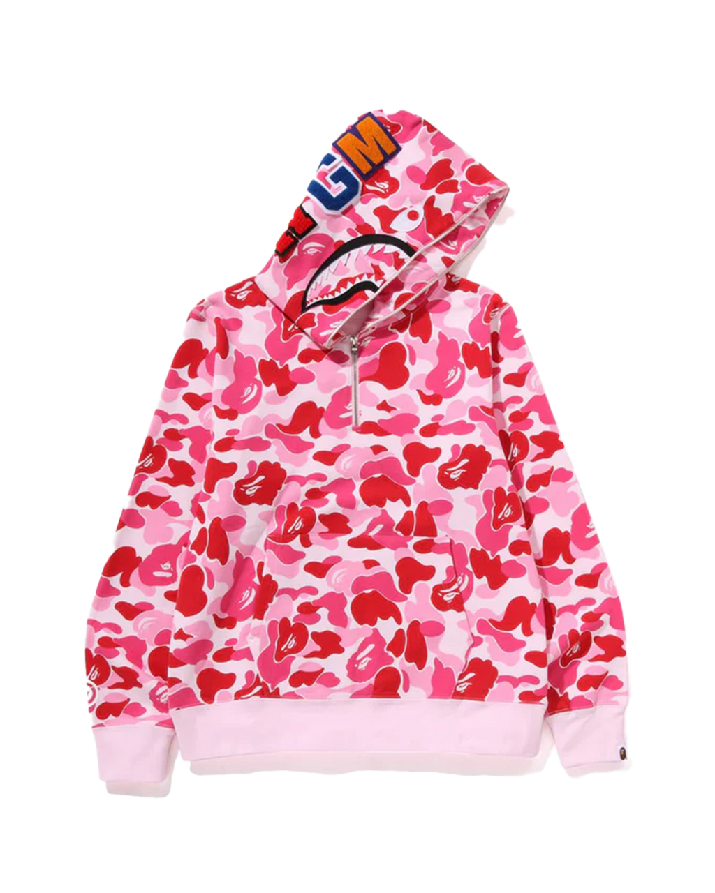 BAPE - Pink ABC Camo Shark Half Zip