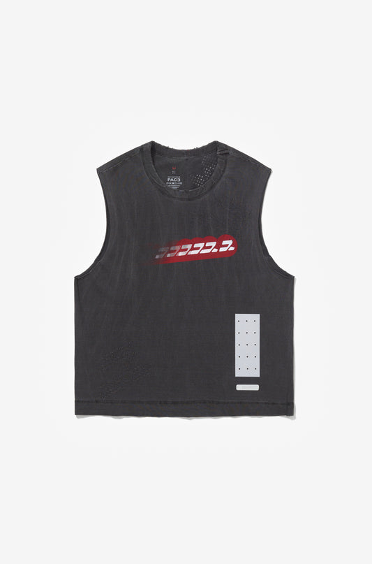 PACE DT2 - DRUMMER TANK TOP RED ROUND STONE WASHED BLACK